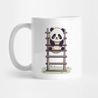 Panda Stuck On A Ladder. Kawaii Cute Panda Mug